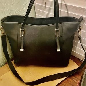 ISABELLE vegan leather black large tote handbag